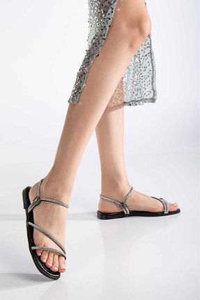 صندل مشکی زنانه پاشنه تخت Bilalim Shoes - کد 902957382