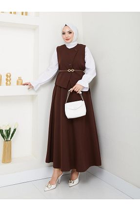 ست بالاتنه و پائین تنه حجاب قهوه ای زنانه مام فیت Moda Krash - کد 902956434
