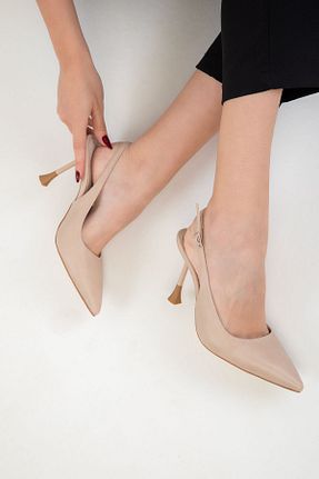 کفش پاشنه بلند کلاسیک بژ زنانه چرم مصنوعی SOHO - کد 900634676