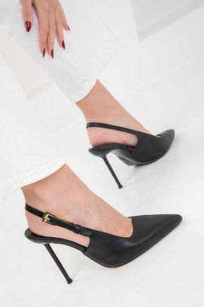کفش پاشنه بلند کلاسیک مشکی زنانه چرم مصنوعی SOHO - کد 900634679