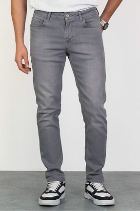 شلوار جین طوسی مردانه پاچه لوله تفنگی HLT JEANS - کد 902713320