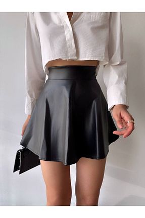 دامن مشکی زنانه چرم مصنوعی Miss Prova - کد 901333156