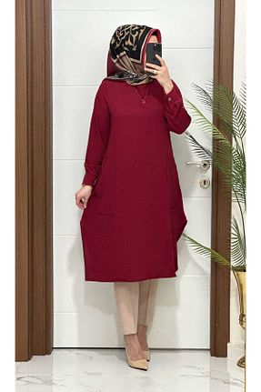 تونیک زرشکی زنانه بافتنی modasura - کد 901337960