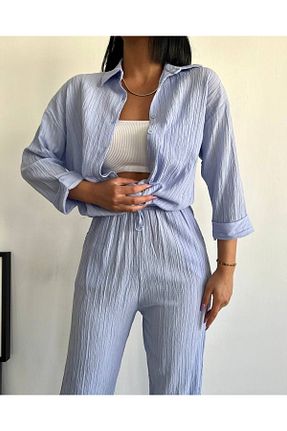 ست بالاتنه و پائین تنه آبی زنانه بافتنی Joystyle - کد 901327371