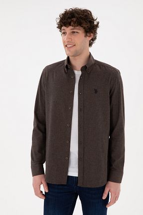 پیراهن قهوه ای مردانه یقه پیراهنی U.S. Polo Assn. - کد 861178969