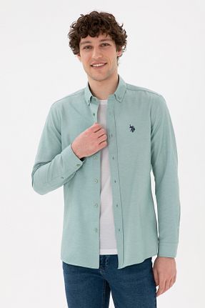 پیراهن فیروزه ای مردانه یقه پیراهنی U.S. Polo Assn. - کد 869193238