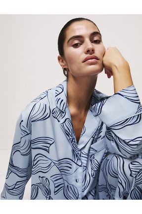 ست لباس راحتی سایز بزرگ آبی زنانه طرح دار Marks & Spencer - کد 902412567