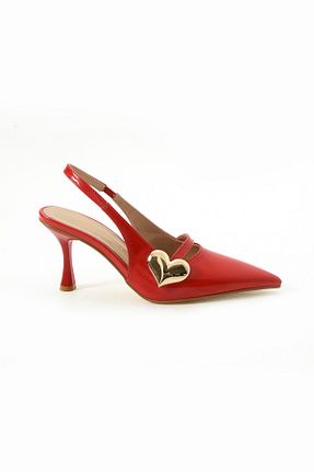 کفش پاشنه بلند کلاسیک قرمز زنانه چرم لاکی Gökçe Shoes - کد 901382451