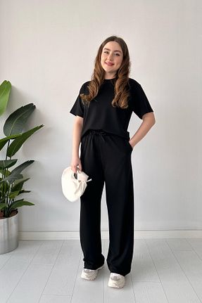 ست بالاتنه و پائین تنه مشکی بچه گانه بافتنی MaziButik - کد 902926221