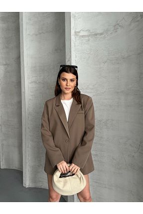کت قهوه ای زنانه اورسایز modazoom - کد 900501973