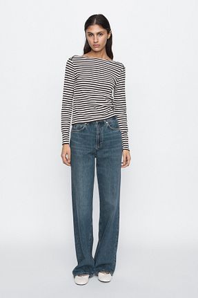 شلوار جین آبی زنانه پاچه گشاد Massimo Dutti - کد 901395512