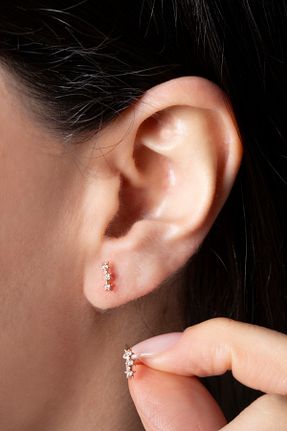 گوشواره نقره صورتی زنانه 925 عیار Elika Silver - کد 750776726