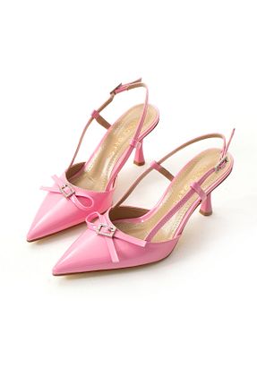 کفش پاشنه بلند کلاسیک صورتی زنانه چرم لاکی Gökçe Shoes - کد 901395554