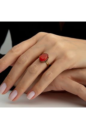 انگشتر جواهر نارنجی زنانه Pinart - کد 897996940