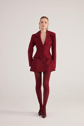 کت بلیزر زرشکی زنانه پنبه - الاستین HOLLY LOLLY - کد 901405064