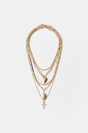 گردنبند جواهر طلائی زنانه آهن Bershka - کد 844099462