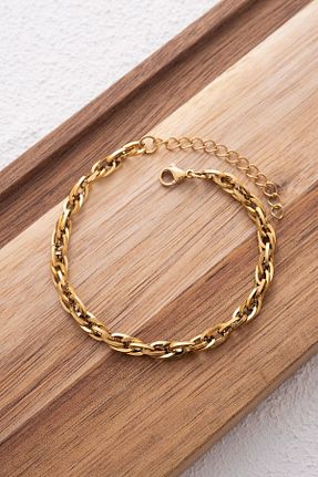 دستبند استیل (فولاد) طلائی زنانه استیل ضد زنگ ByFlorya Jewelry - کد 804151974