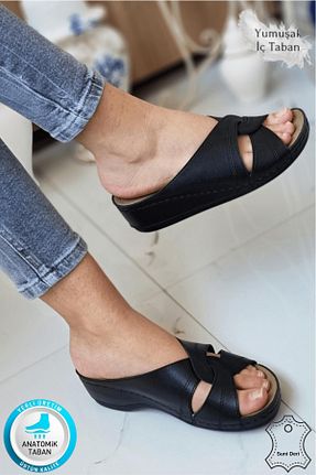 دمپائی مشکی زنانه چرم مصنوعی neon shoes - کد 237145372