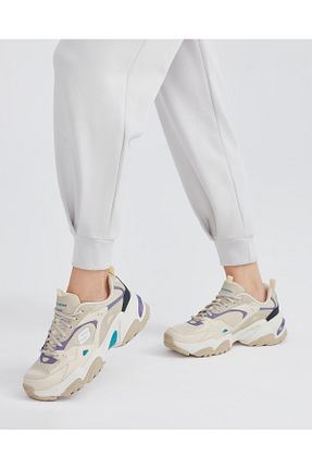 کفش اسنیکر بژ زنانه بند دار Skechers - کد 871066738