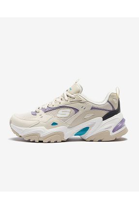 کفش اسنیکر بژ زنانه بند دار Skechers - کد 871066738