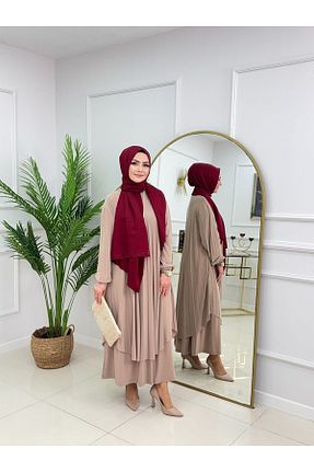 ست بالاتنه و پائین تنه حجاب بژ زنانه گشاد Genel Markalar - کد 901412010