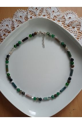 گردنبند جواهر سبز زنانه سنگ Mudita Tasarım - کد 901441272