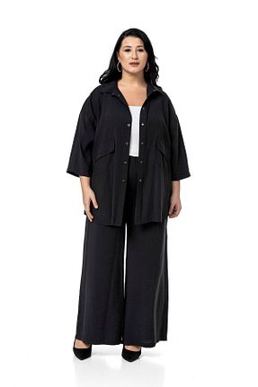 ست بالاتنه و پائین تنه سایز بزرگ مشکی زنانه فاق نرمال DISENTIS MODEST - کد 901445135