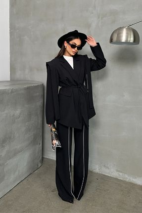 کت بلیزر مشکی زنانه بافتنی msm fashion - کد 901446604