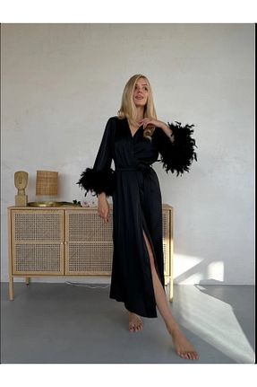 ربدوشام مشکی زنانه ساتن La Donna - کد 815621164