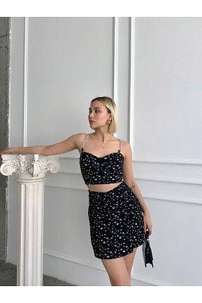 ست بالاتنه و پائین تنه مشکی زنانه بافت Jeevee - کد 729164548