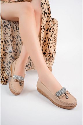 کفش پاشنه بلند پر بژ زنانه پاشنه متوسط (5-9 سانتی متر) epaavm - کد 826980921