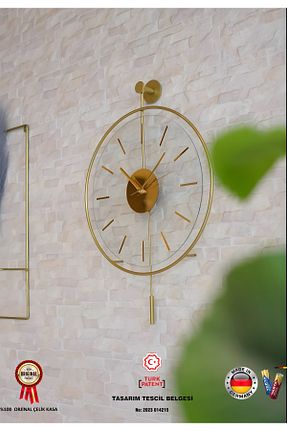 ساعت دیواری طلائی 37 x 55 MetaQuartz Aksesuar - کد 698028924