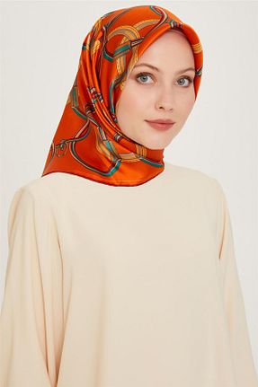 روسری فیروزه ای کرپ ساتن ابریشم Armine - کد 859108999