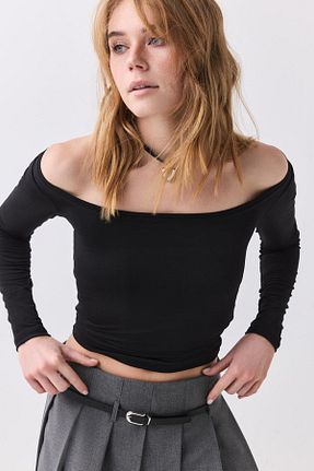 بادی مشکی زنانه یقه قایقی Trendiz - کد 901594408