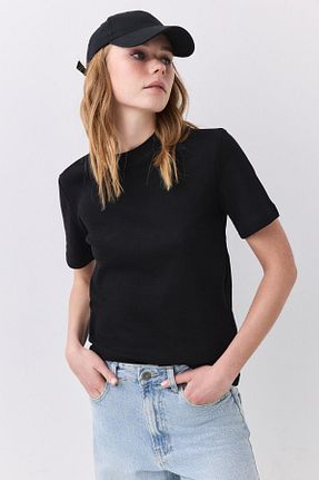 تیشرت مشکی زنانه اسلیم فیت Trendiz - کد 901526604