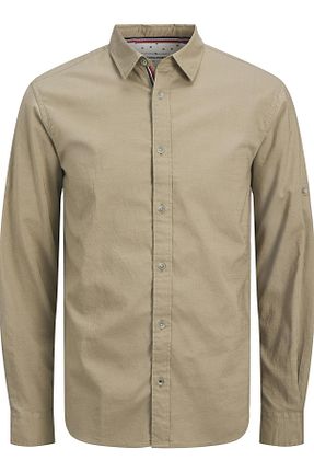 پیراهن بژ مردانه اسلیم فیت Jack & Jones - کد 901454212