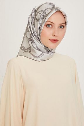 روسری قهوه ای کرپ ساتن ابریشم Armine - کد 885147252