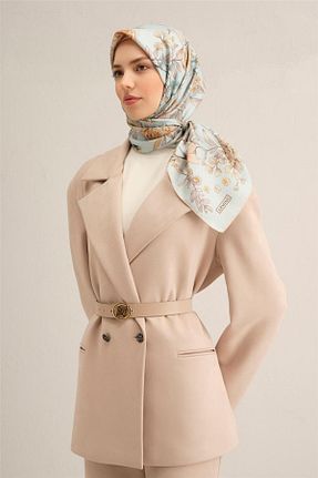روسری آبی کرپ ساتن ابریشم Armine - کد 900823034