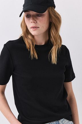 تیشرت مشکی زنانه اسلیم فیت Trendiz - کد 901526604