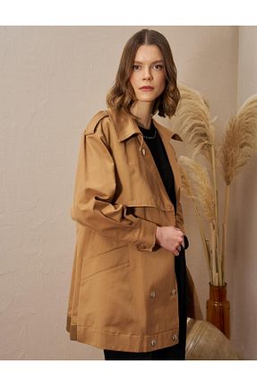 ترنچکت حجاب قهوه ای زنانه Kayra - کد 903237668