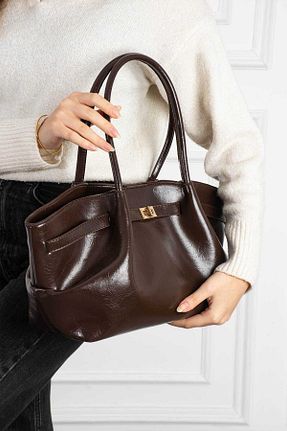 کیف دوشی قهوه ای زنانه چرم مصنوعی H&D COLLECTİON - کد 901563757