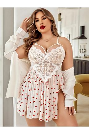 لباس شب سایز بزرگ سفید زنانه Kalp byen - کد 902541835