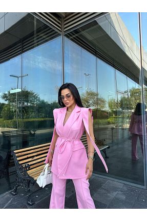 ست بالاتنه و پائین تنه صورتی زنانه بافتنی Ekim Store - کد 901596761