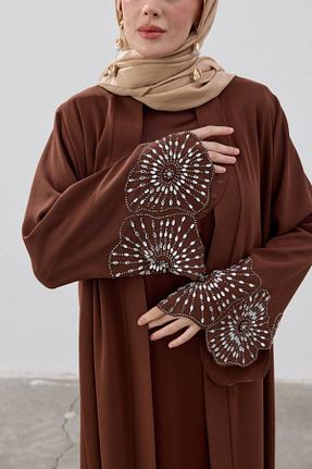 کلاه و ابایا قهوه ای زنانه بافتنی LEYLA STORE - کد 901585310