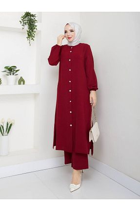 ست بالاتنه و پائین تنه حجاب زرشکی زنانه رگولار MODA EGE - کد 901557515