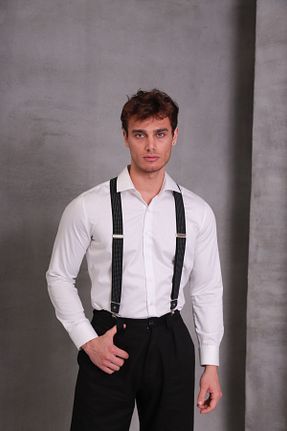 آویز شلوار مشکی مردانه چرم مصنوعی SuspenderS - کد 902703865
