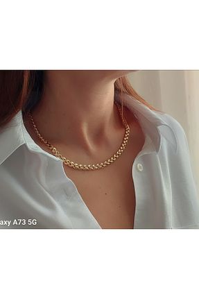 گردنبند استیل ( فولاد ) طلائی استیل (فولاد) shesra - کد 899456925