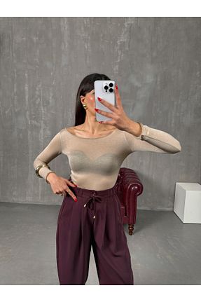 بلوز قهوه ای زنانه ساده Gaus - کد 901645749