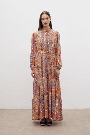 لباس نارنجی زنانه کرپ mervis - کد 901729880