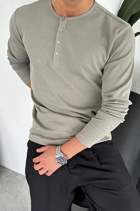 تیشرت طوسی مردانه رگولار hafkagiyim - کد 901728941